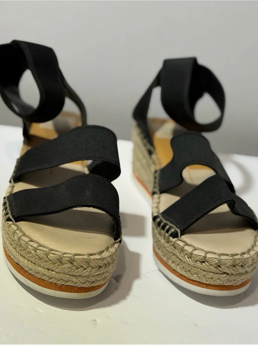 Dolce Vita Black Espadrille Platform Sandals with Ankle Wrap